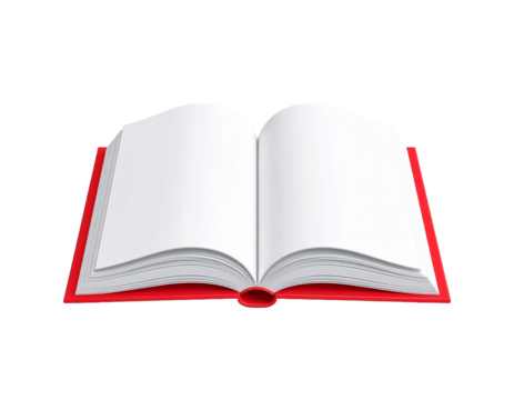 An open book with blank, empty pages isolated on a white background