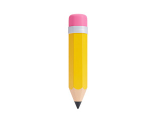 Green graphite wooden pencil with an eraser, isolated on a white background, perfect for school, office, drawing, or writing