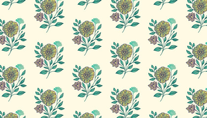 seamless floral pattern with cotton flower artwork for home decor

