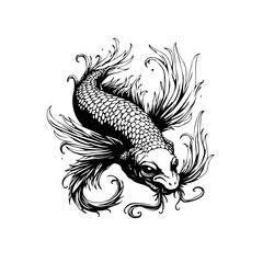 Elegant Koi fish drawing with intricate details showcasing traditional japanese art and culture significance