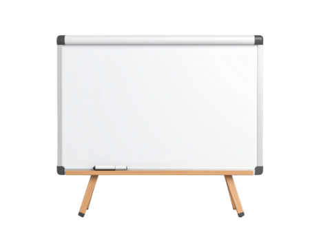 Wooden easel with blank board isolated on white background - Powered by Adobe