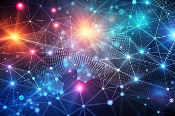 Connected dots and lines form a global network