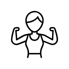 Obraz premium Strong woman flexing arms in fitness attire representing empowerment 