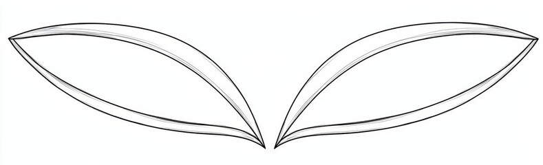 Easter Bunny Ears line art banner in scribble style hand drawn with continuous thin line, divider shape