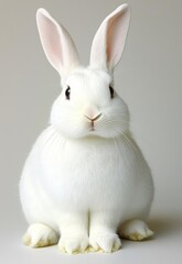 White easter rabbit with sheet for a text writing. Easter concept. Easter bunny. New year 2023 symbol. , isolated on white background,  , copy space, copy space for text,