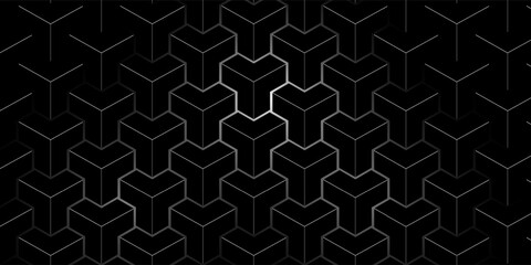 Abstract Geometric Pattern With Black and White Symmetrical Shapes and Depth