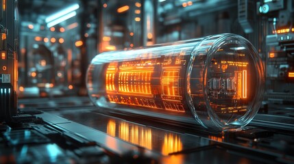 Futuristic Digital Inner Circuit in Clear Glass Tube Technology Concept