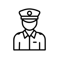 Customs officer in uniform with hat and abstract line design  
