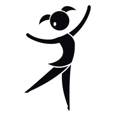 Minimalist Ballet Dancer Illustration Black Silhouette of a Young Girl MidPerformance on White Background © Vector Stock