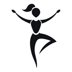 Silhouette Illustration Woman in Dance Pose with Arms Outstretched on White Background