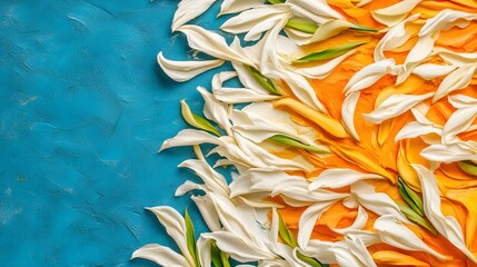 Vibrant White and Orange Flower Petals Abstract Art