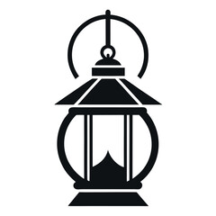 Silhouette of Hanging Lantern with Dome Shape and Circular Handle Design Element