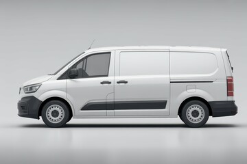 Van Profile Modern Cargo Van for White Freight and Delivery Transport, with empty blank space for text copy space or mockup design, high detail, 8k