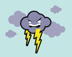 angry cloud with thunder