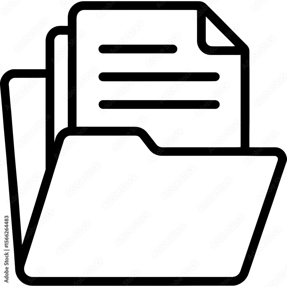 Aufkleber open folder with files outline icon vector