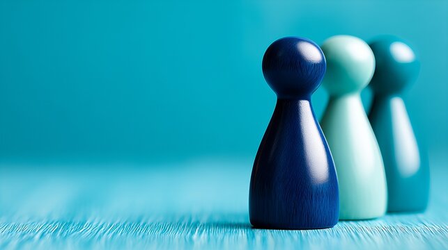 Dark Blue and Teal Game Pieces on Blue Background