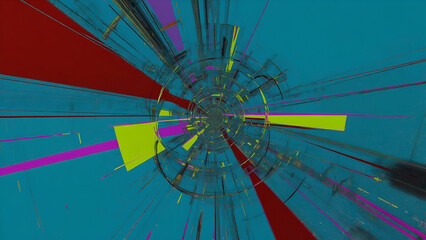 Vibrant abstract design illustrating motion and energy in a colorful digital landscape