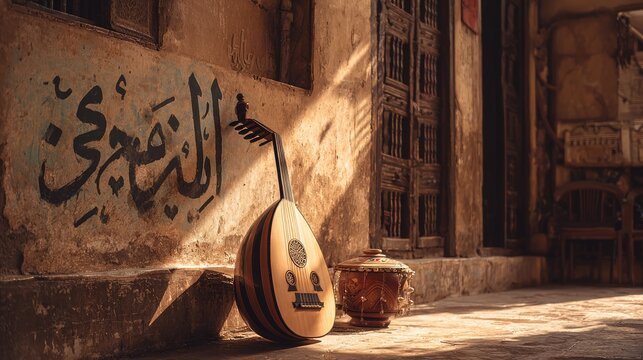 Sunlit Oud Against Ancient Wall