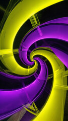 Vivid spiral design showcasing neon yellow and purple colors that symbolize creativity and motion in a dynamic abstract art form