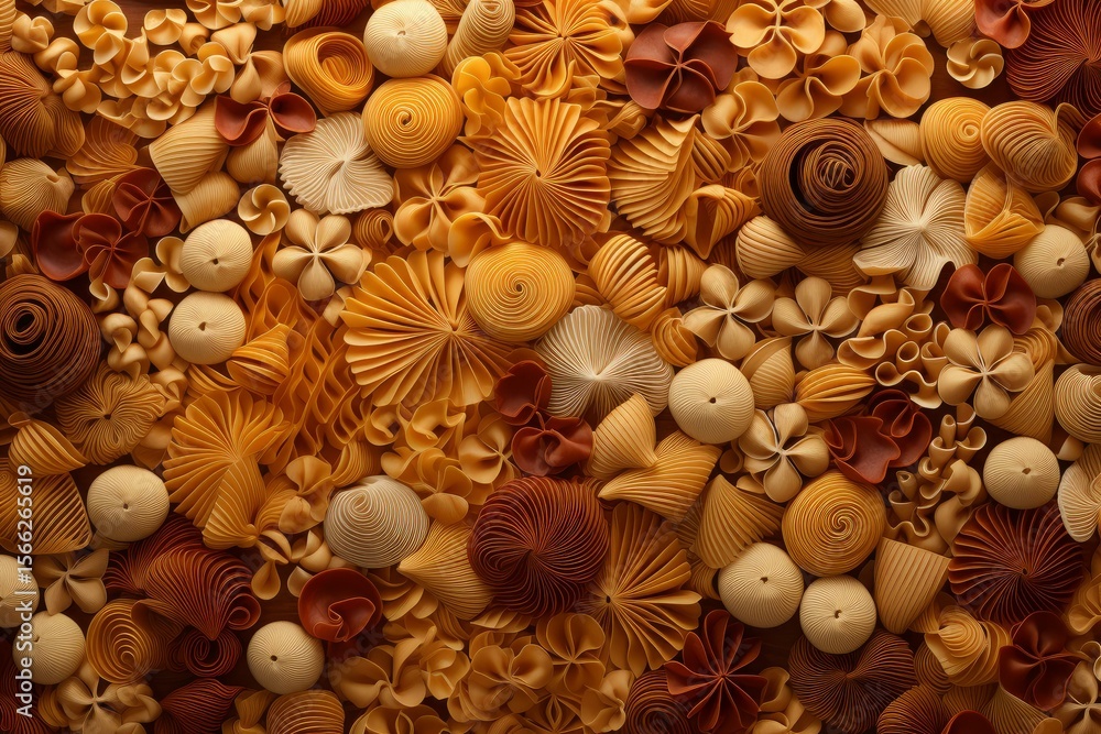 Aufkleber overhead shot of an assortment of colorful pasta shapes, creating a visually appealing background fo