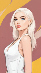 Elegant portrait of a confident woman with a stylish appearance and vibrant background