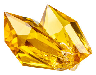 Stylized Yellow Crystal Shard with Magical Glow and Faceted Edges