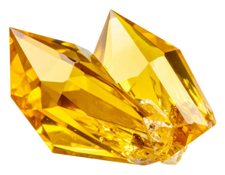 Stylized Yellow Crystal Shard with Magical Glow and Faceted Edges