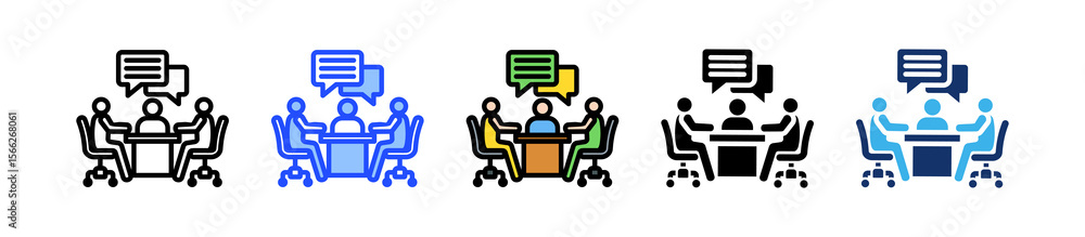 Poster collaboration icon collection with multiple styles