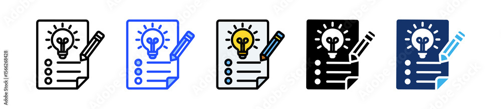 Poster creative brief icon collection with multiple styles
