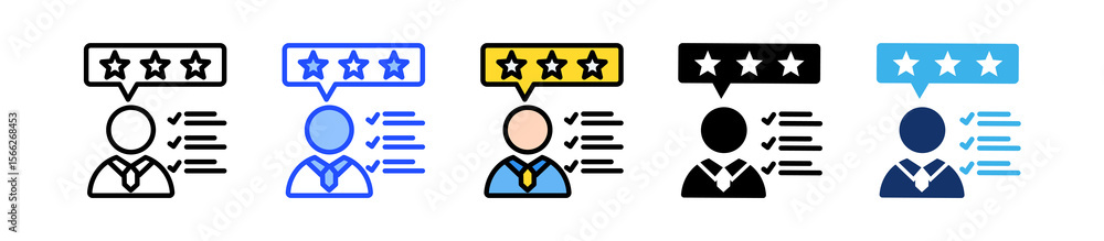 Poster content reviews icon collection with multiple styles