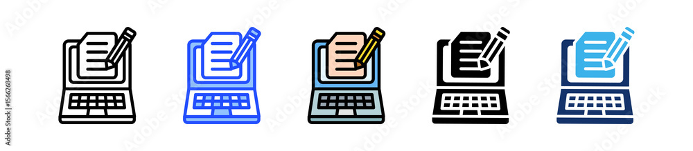 Poster blogging icon collection with multiple styles