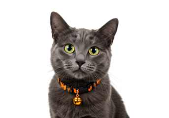 Majestic Gray Cat Portrait: Studio Shot of a Russian Blue