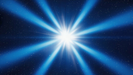 Bright celestial burst illuminates the cosmos with radiant beams in a starry night sky