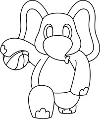 Elephant Basketball player Basketball Animal Vector Graphic Art Illustration