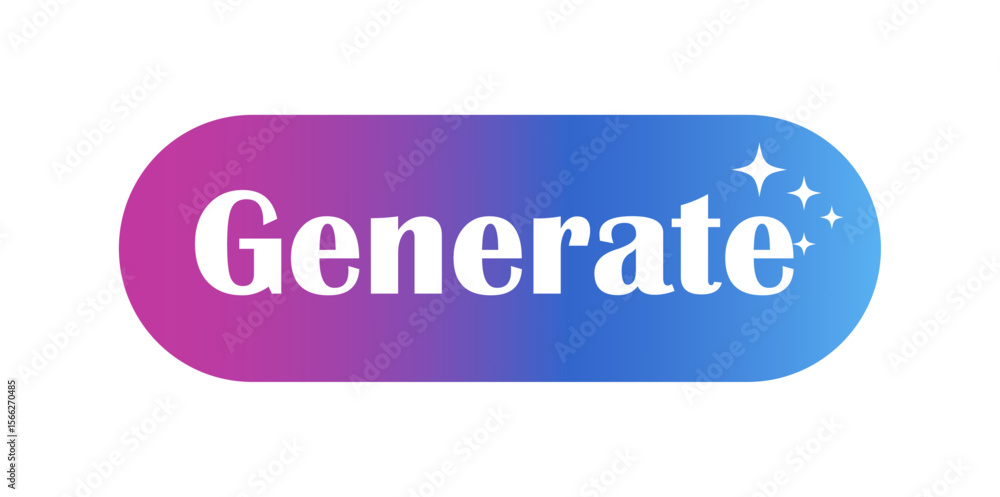 Fototapete generate ai button with magic stars, artificial intelligence online tool concept, flat design style 