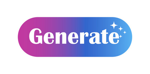 Generate AI button with magic stars, artificial intelligence online tool concept, flat design style for apps websites and interfaces artificial intelligence technology vector illustration 