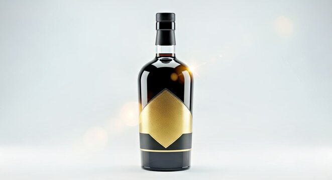 Sleek Product Bottle with Customizable Gold Label Template