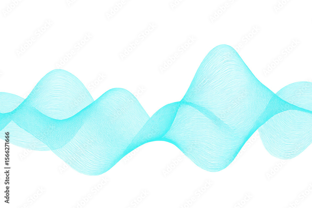 Poster abstract cyan curves flowing across transparent backdrop, forming sleek design element for graphic c