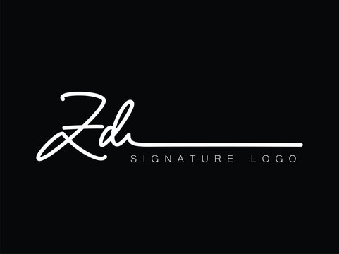 ZD Handwritten initial letter, ZD simple signature vector ZD logo , ZD beauty logo , ZD photography letter logo design.