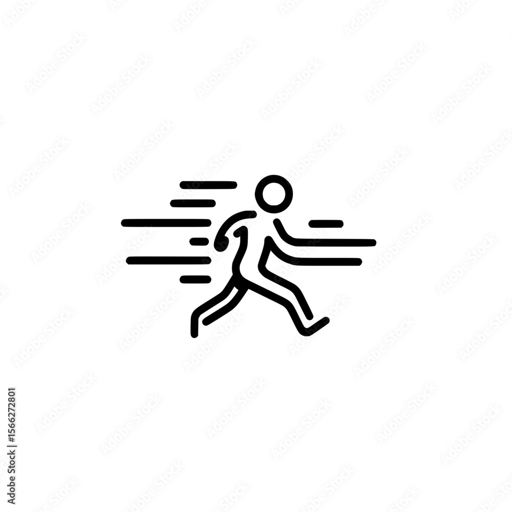 Poster running person icon with motion lines vector illustration depicting speed and dynamic movement