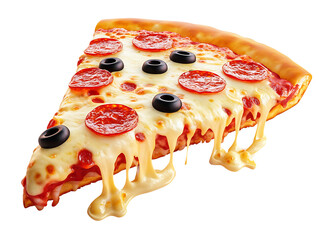 3D Of Delicious Pepperoni Pizza Slice on Transparent Background
