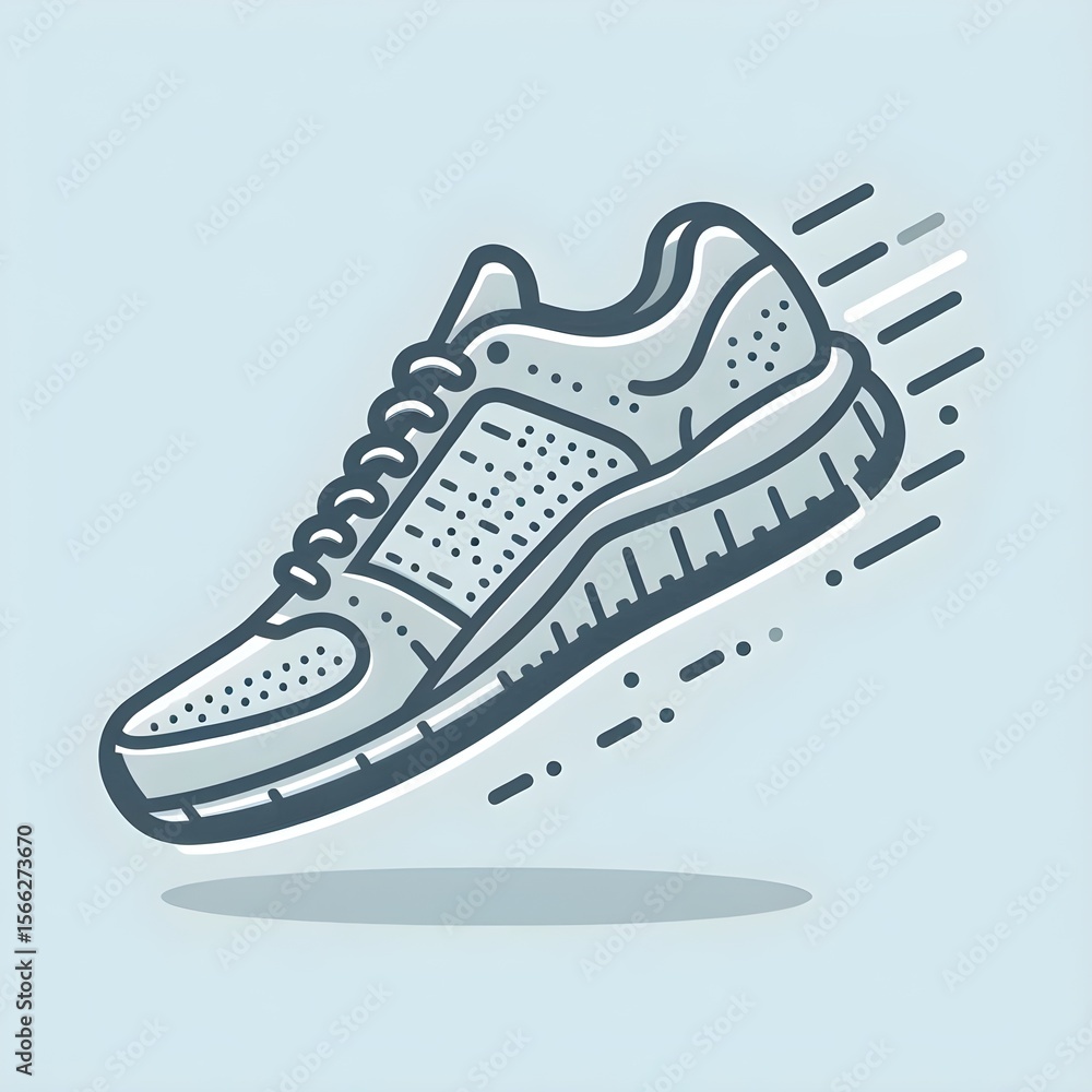 Poster a running shoe has been illustrated in clean minimal style on a soft gray background to represent ac