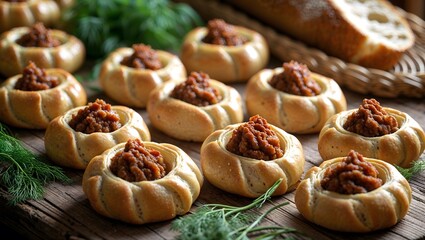Latvian piragi with pork filling and dough.
