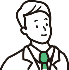 ビジネスマンが笑顔の上半身のシンプルなイラスト素材