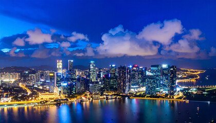 Night cityscape of singapore central business district
