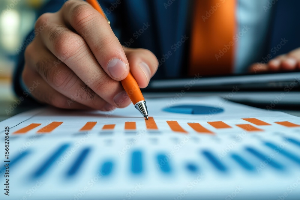Poster analyst utilizes computer dashboards to interpret business data in a modern office setting, an analy