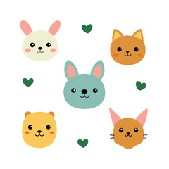 cute animal heads pattern with cat dog