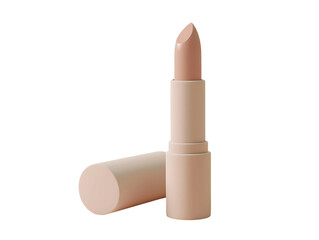 3D Of Beige Lipstick Tube Mockup on Transparent Background