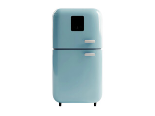 3D Of Retro Style Blue Refrigerator on Transparent Background