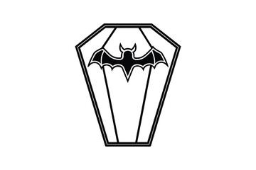 Bat in Coffin Halloween Icon Graphic Silhouette